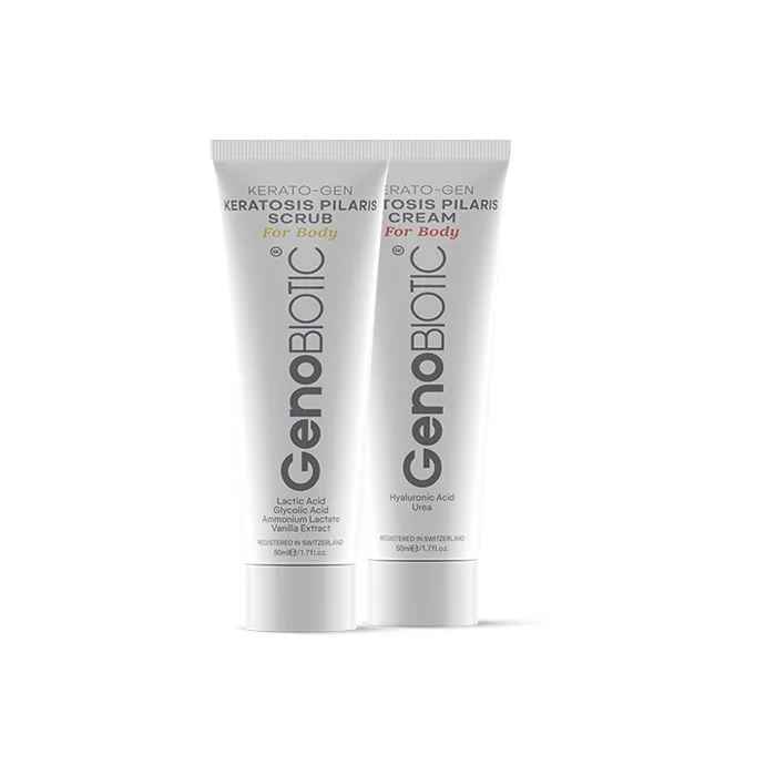 geno-keratosis-pilaris.pharmacy24h.ir پک دو عددی اسکراب و کرم کنترل کننده پوست مرغی ژنوبایوتیک - Image 1